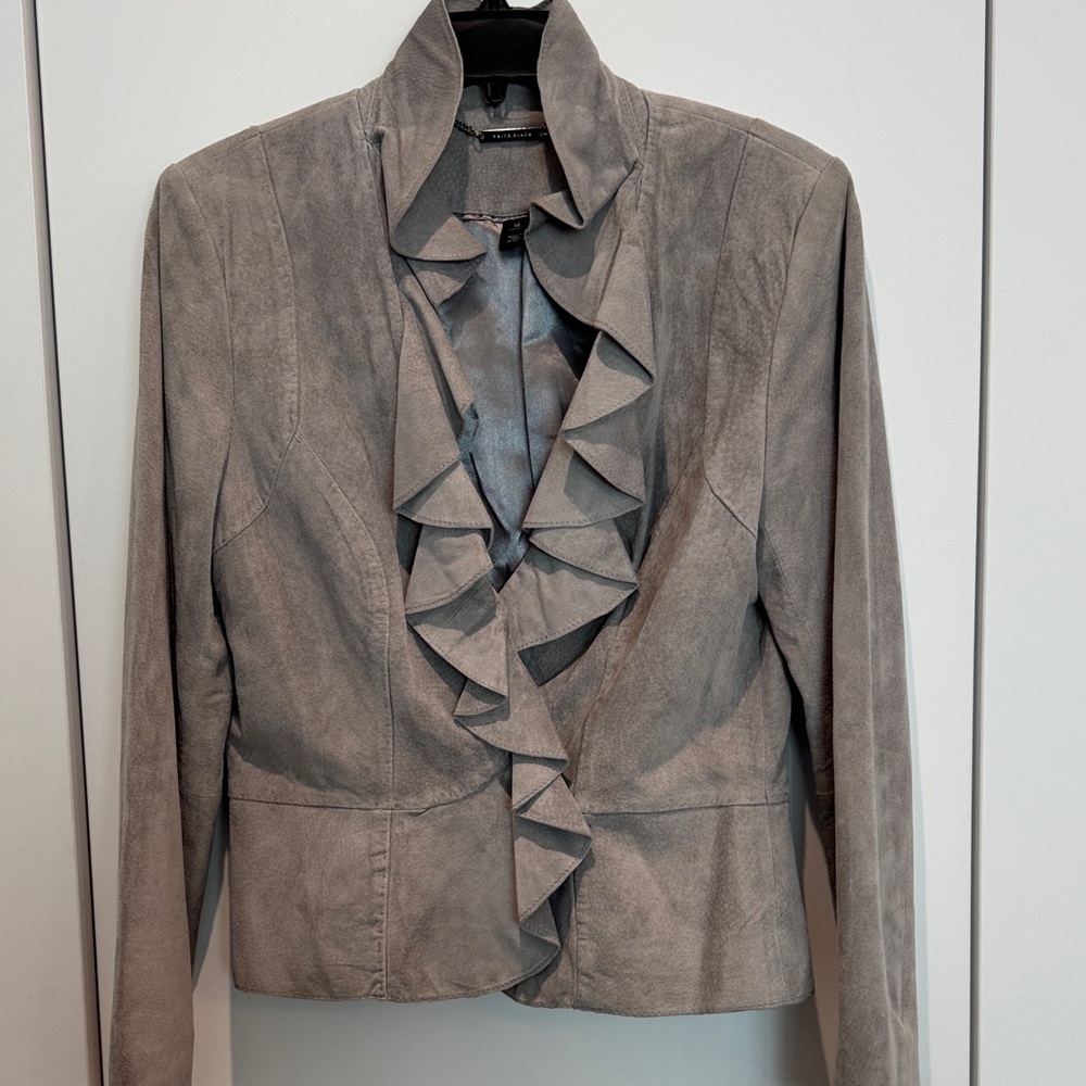 Gray Suede Ruffled Women's Jacket size Medium
